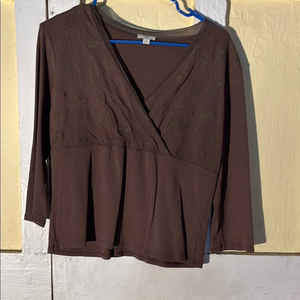 Brown Jjill V-Neck Women's Top